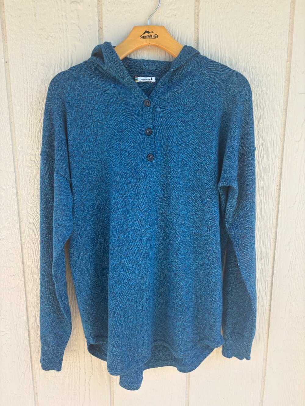 Smartwool Shadow Pine Hoodie Sweater Women's M/L Blue Outdoor Hiking Merino Wool